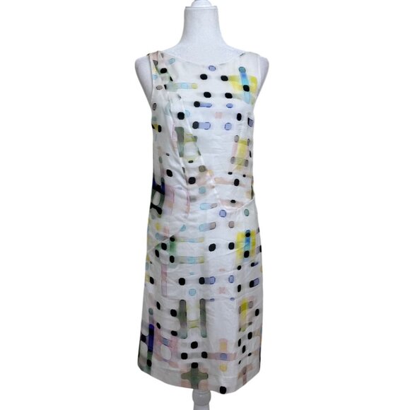 Emporio Armani Silk Dress Sleeveless Italy Polka Dot White Women Size US 4/IT 40 - Picture 1 of 9